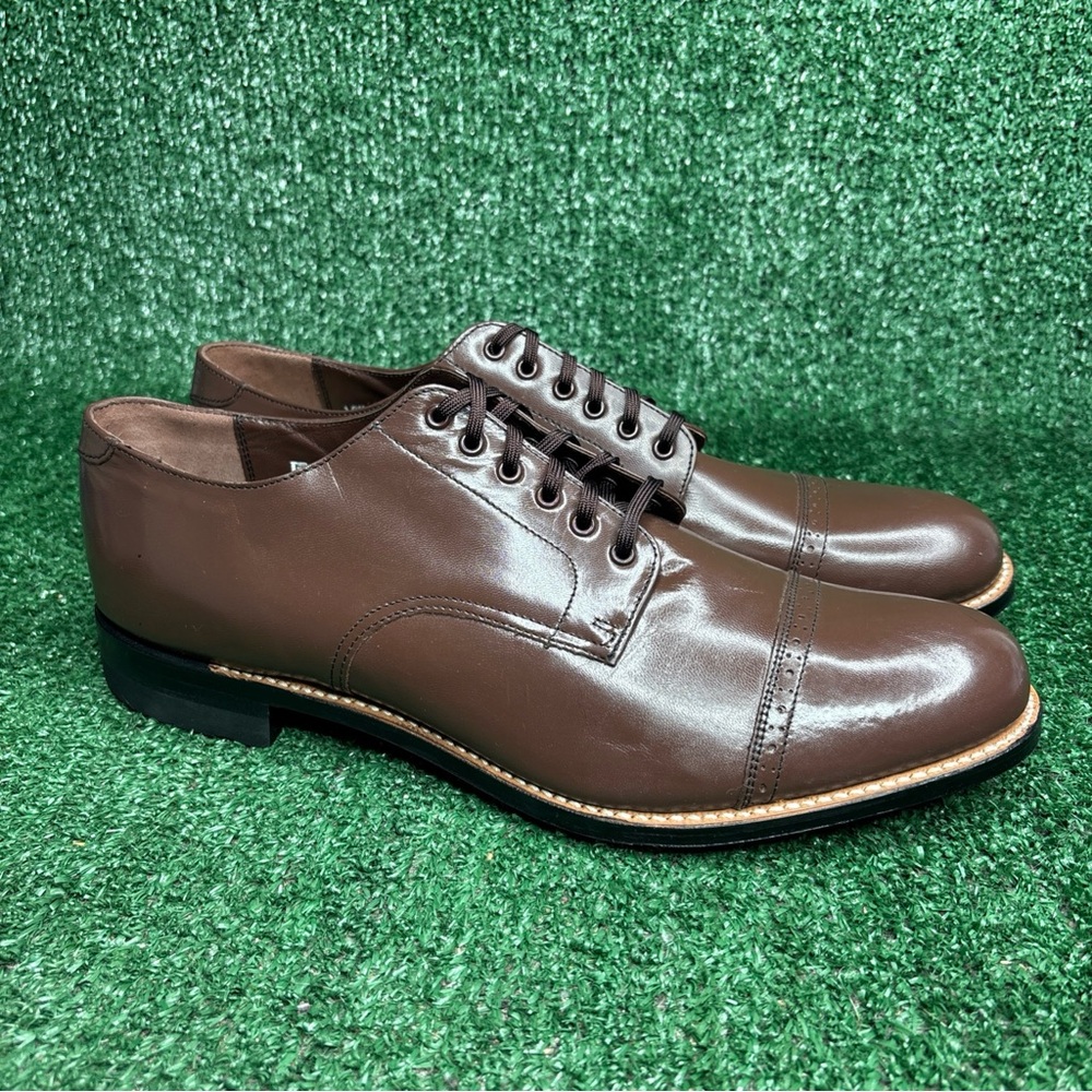NEW Stacy Adams Madison Cap Toe Oxford Chocolate Brown Leather Dress‎ Shoe 10.5